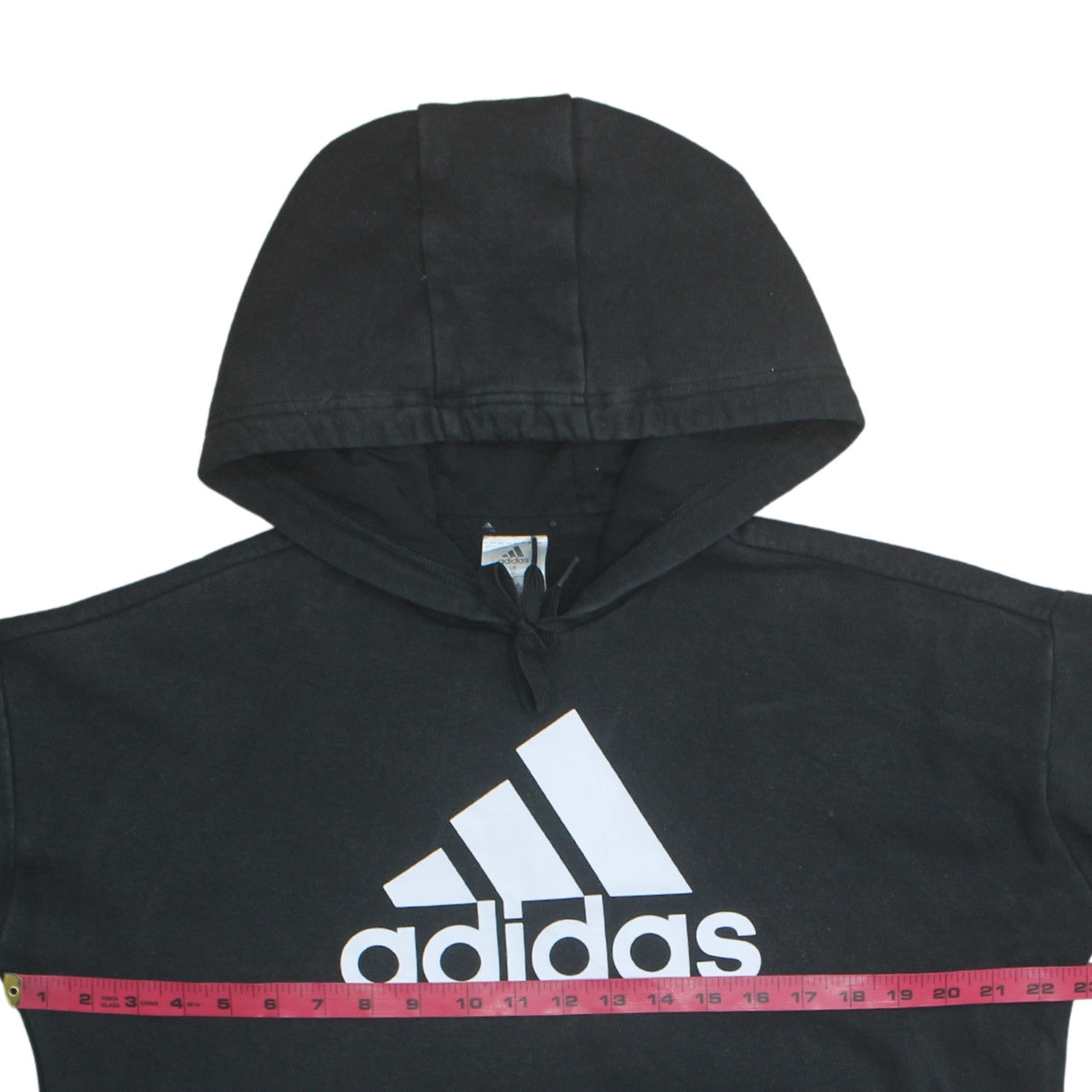 Adidas Womens Black Pullover Hoodie Size M 12-14 Cotton Logo Sweatshirt