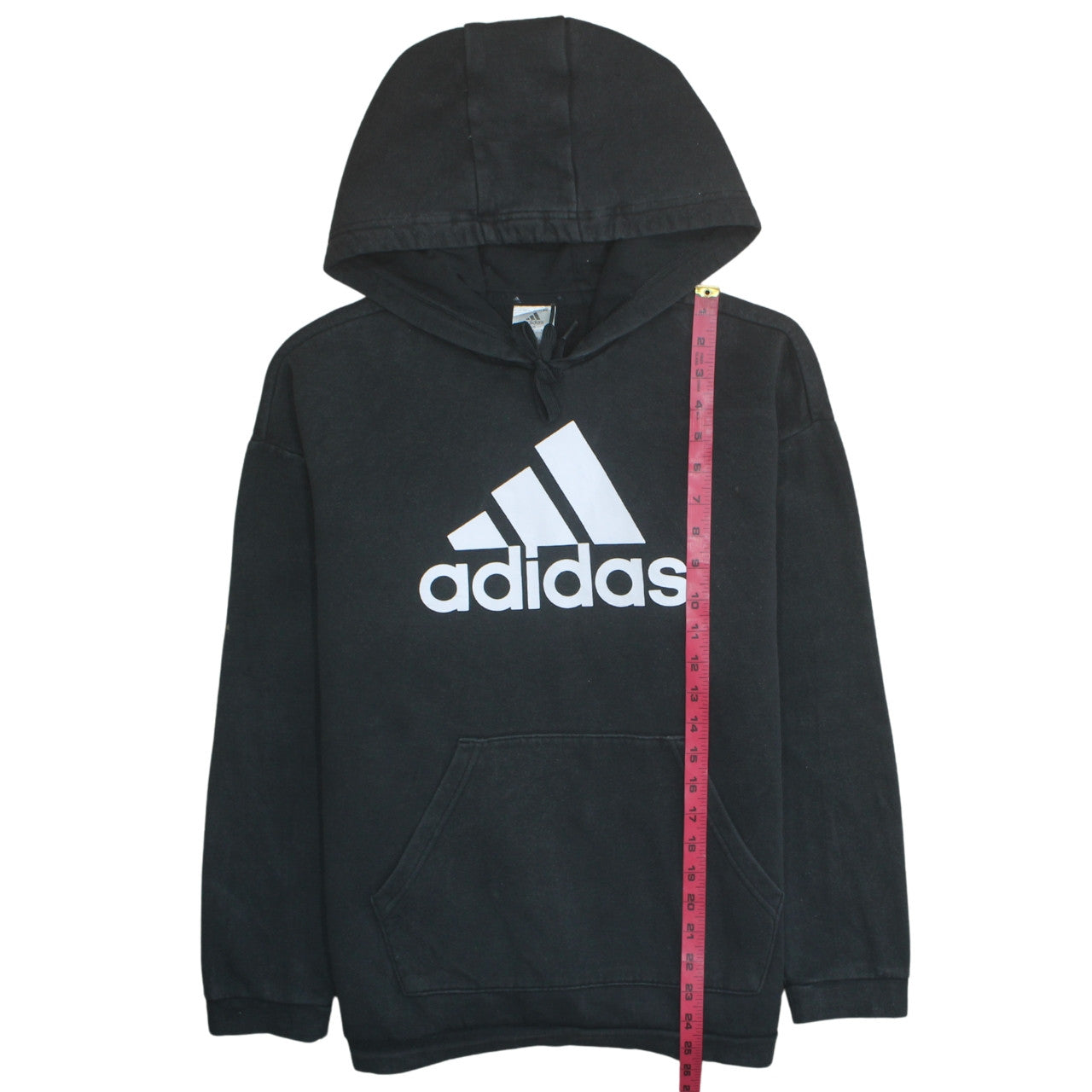 Adidas Womens Black Pullover Hoodie Size M 12-14 Cotton Logo Sweatshirt