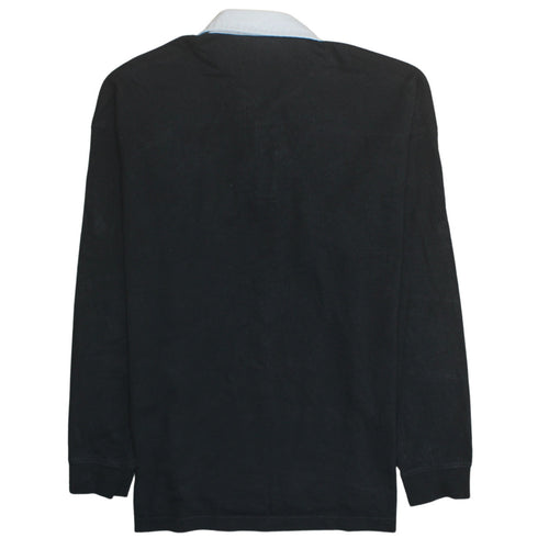H&M Men’s Black Long Sleeve Collared Rugby Polo Shirt Size M