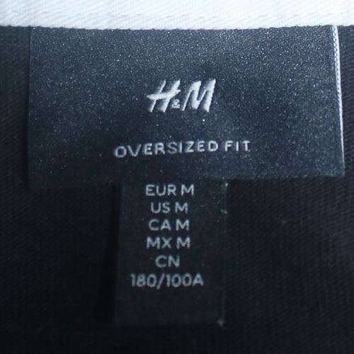 H&M Men’s Black Long Sleeve Collared Rugby Polo Shirt Size M