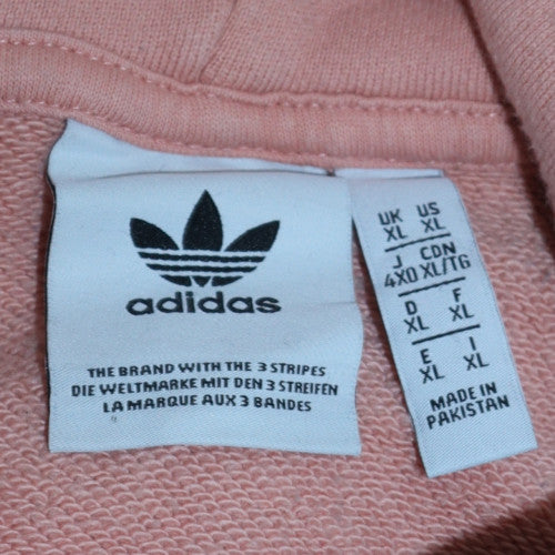 Adidas Womens Pink Hooded Pullover Sweatshirt XL Hooded Logo Casual
