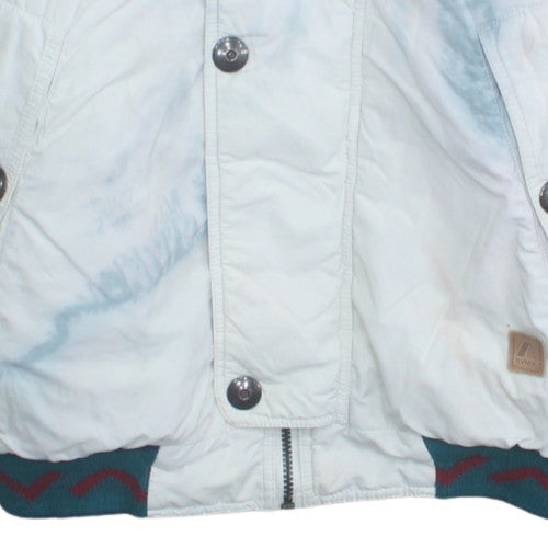 K-Way Mens White Blue 80s Puffer Jacket Size S Retro Outdoor Style