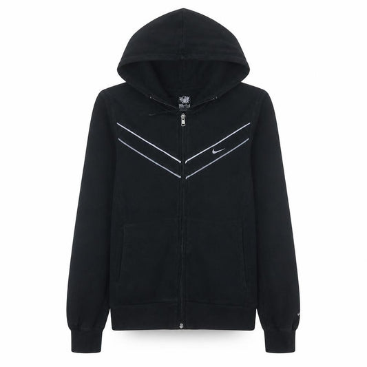 Front view of Nike The Athletic Dept Black Full Zip Hoodie women’s uk 12/14, size M