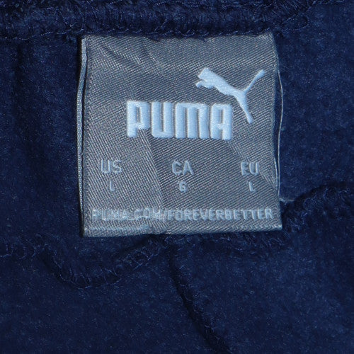 Puma Men's Blue Jogger Sweatpants L Regular Fit Cotton Fleece