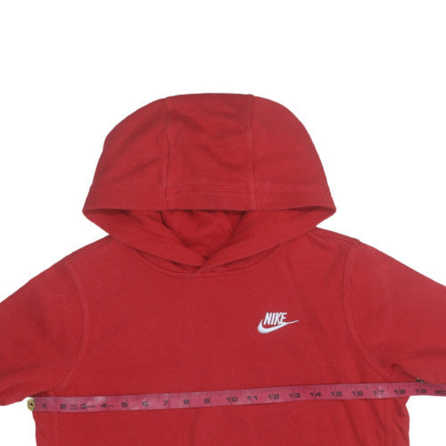 Nike Boys Red Pullover Hoodie L 147-158cm Cotton Blend Fleece Sweatshirt