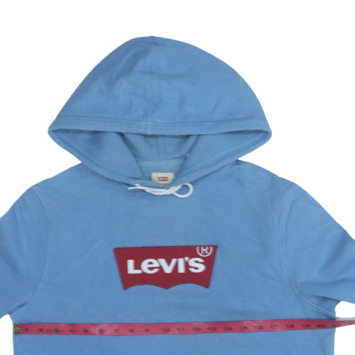 Levi's Men's Blue Pullover Hoodie M Logo Fleece Sweatshirt