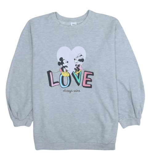 Disney Tu Women Grey Mickey & Minnie Love Pullover Sweatshirt M