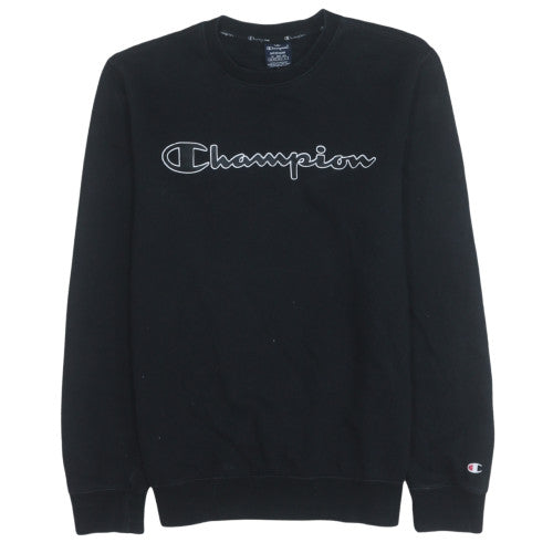 Champion Mens Black Medium Pullover Sweatshirt Crew Neck Logo