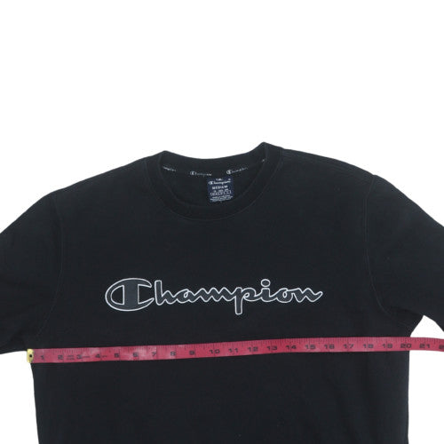 Champion Mens Black Medium Pullover Sweatshirt Crew Neck Logo