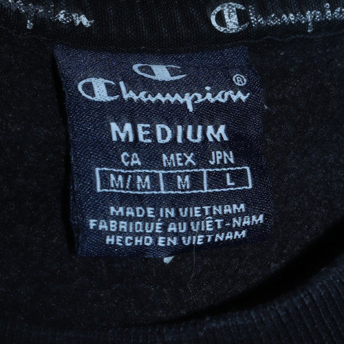Champion Mens Black Medium Pullover Sweatshirt Crew Neck Logo