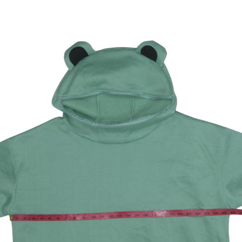 Romwe Women Frog Ear Green Pullover Hoodie L Soft Fleece Kawaii Sweatshirt