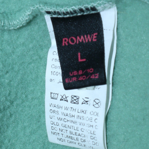 Romwe Women Frog Ear Green Pullover Hoodie L Soft Fleece Kawaii Sweatshirt