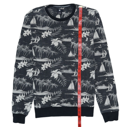 DC Men's Grey Tropical Print Crew Neck Sweatshirt Size S