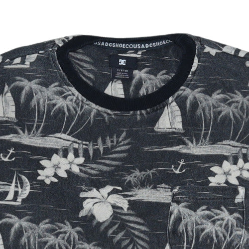 DC Men's Grey Tropical Print Crew Neck Sweatshirt Size S