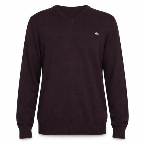Quiksilver Mens Purple Cotton V-Neck Jumper Size L