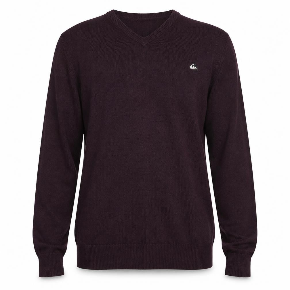Quiksilver Mens Purple Cotton V-Neck Jumper Size L