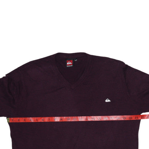 Quiksilver Mens Purple Cotton V-Neck Jumper Size L