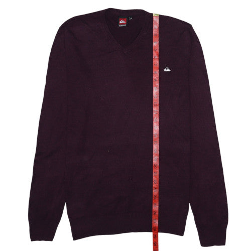 Quiksilver Mens Purple Cotton V-Neck Jumper Size L