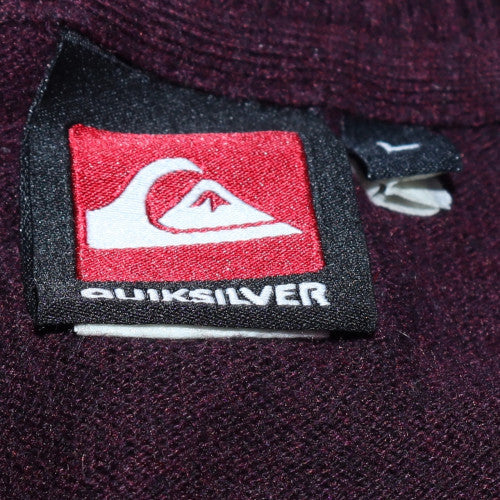 Quiksilver Mens Purple Cotton V-Neck Jumper Size L