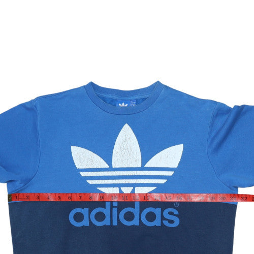 Adidas Mens Blue Small Pullover Sweatshirt Crew Neck Logo Retro Style