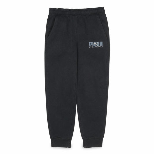 Front view of Puma men’s black jogger fleece sweatpants, size M, regular fit