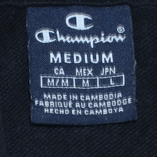 Champion Men's Black Medium Pullover Hoodie with Logo and Kangaroo Pocket