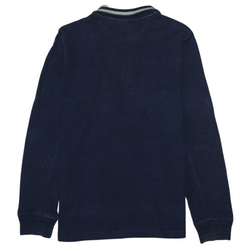 Timberland Men's Blue Cotton 1/4 Zip Collared Jumper Size M