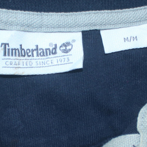Timberland Men's Blue Cotton 1/4 Zip Collared Jumper Size M
