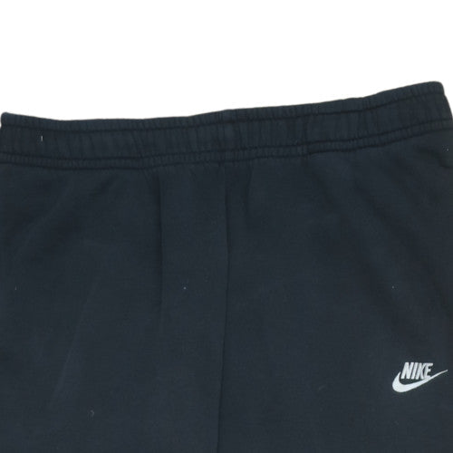 Nike Men's Black Cotton Fleece Jogger Trousers L Regular Fit