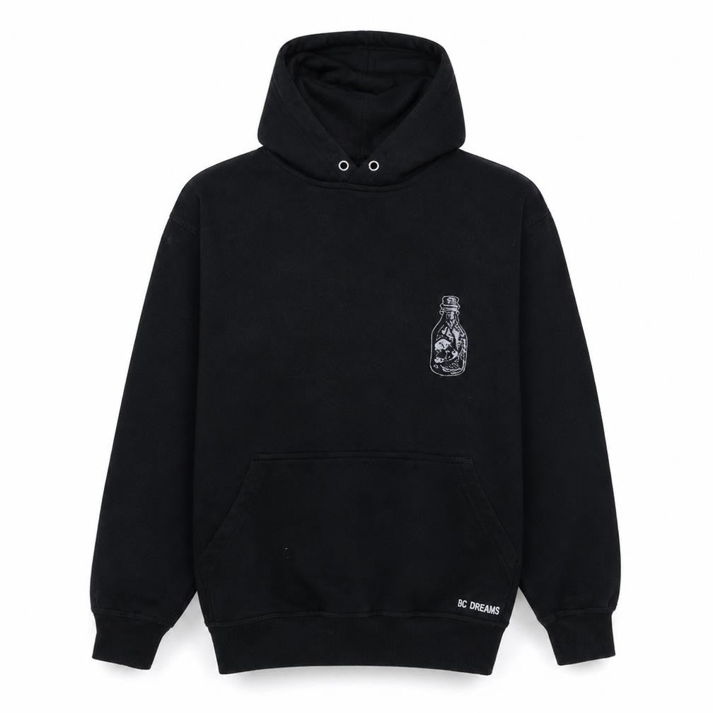 Front view of TC Threads Men's Black Skull Graphic Pullover Hoodie Medium