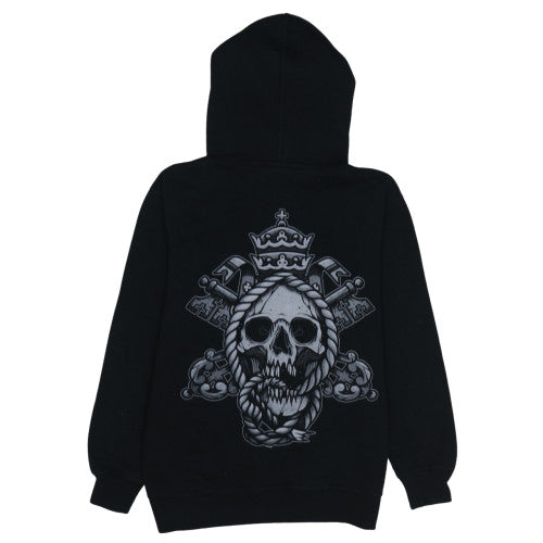 TC Threads Men's Black Skull Graphic Pullover Hoodie Medium