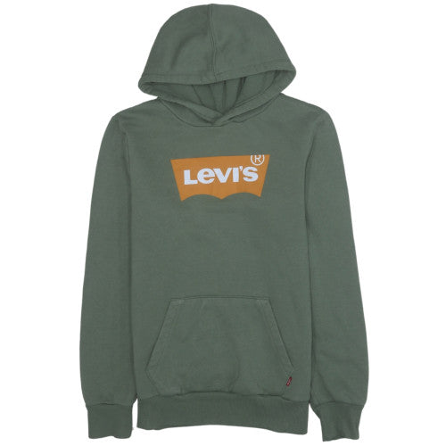 Levi's Boys Green Pullover Hoodie 14A 164cm Fleece Logo Sweatshirt