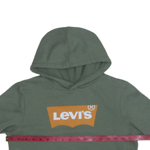 Levi's Boys Green Pullover Hoodie 14A 164cm Fleece Logo Sweatshirt