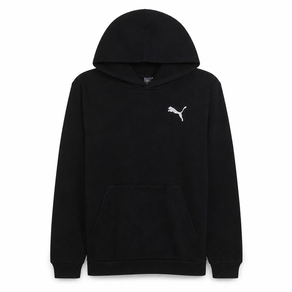 Front view of Puma Men's Black Pullover Hoodie Medium Regular Fit Fleece