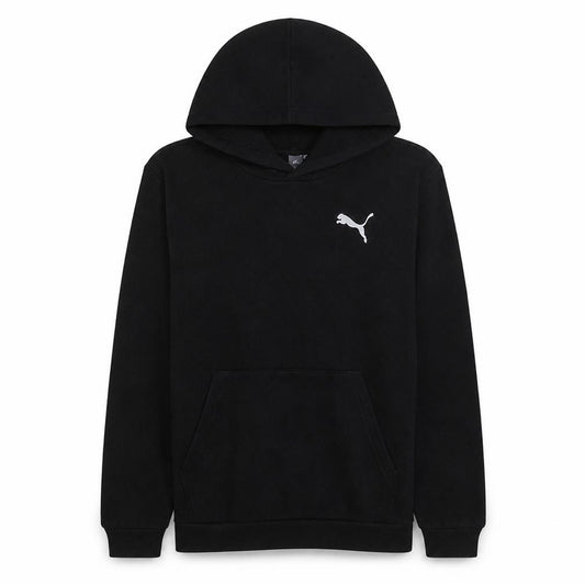 Front view of Puma Men's Black Pullover Hoodie Medium Regular Fit Fleece