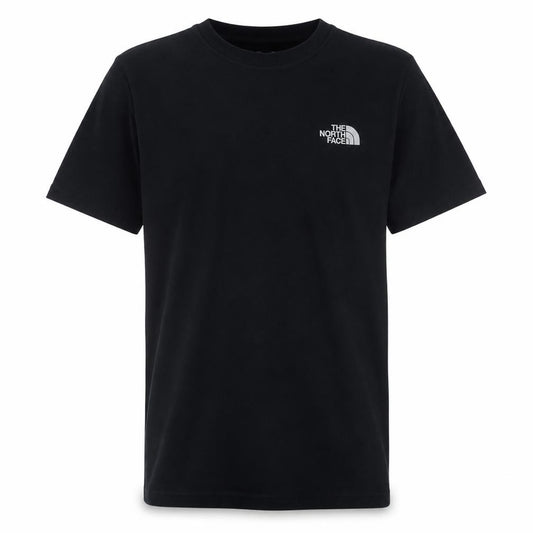 Front view of The North Face Men's Black Cotton Short Sleeve Crew Neck T-Shirt, size S