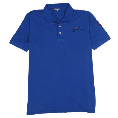 Napapijri Men's Blue Cotton Polo Shirt Size M Embroidered Logo