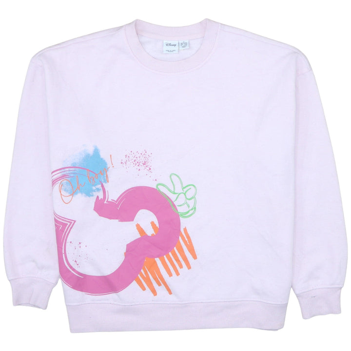 Disney Womens Pink Mickey Graphic Pullover Sweatshirt Size M
