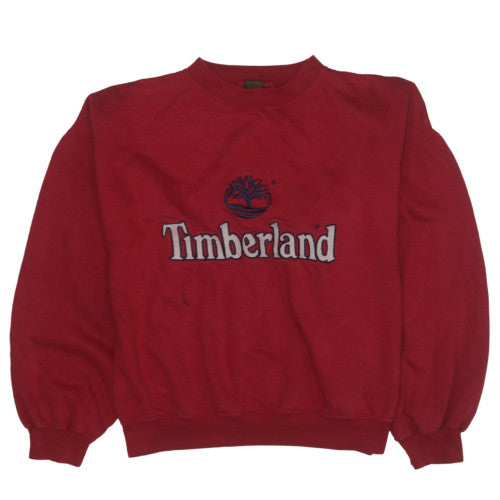 Timberland Men's Red Embroidered Logo Pullover Sweatshirt Size L
