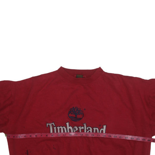 Timberland Men's Red Embroidered Logo Pullover Sweatshirt Size L