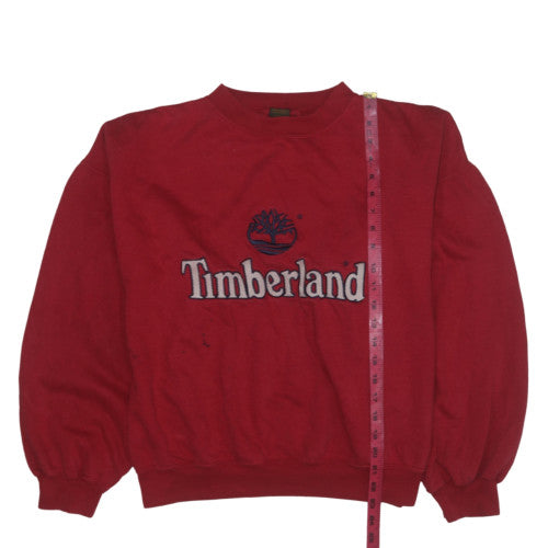 Timberland Men's Red Embroidered Logo Pullover Sweatshirt Size L