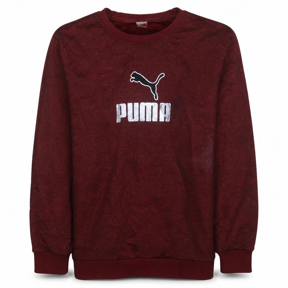 Front view of Puma Men’s Red 2XL Pullover Crew Neck Sweatshirt with Logo