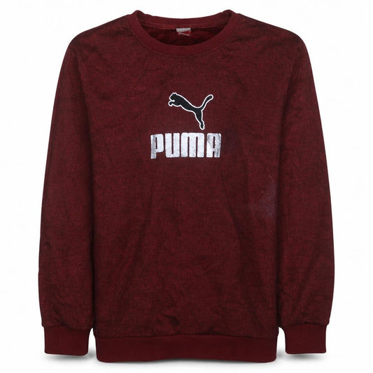 Front view of Puma Men’s Red 2XL Pullover Crew Neck Sweatshirt with Logo