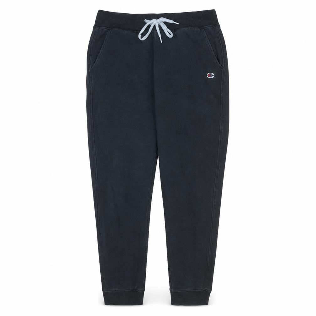 Front view of Champion Men’s Black Jogger Trousers, size M, Fleece Lined Drawstring