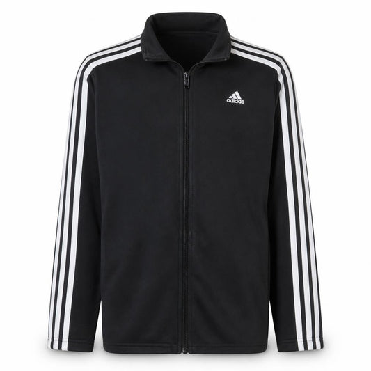 Front view of Adidas boys’ black 13-14 years track jacket full zip activewear