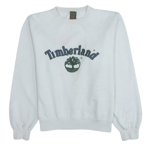 Timberland Womens White Large Crew Neck Pullover Sweatshirt