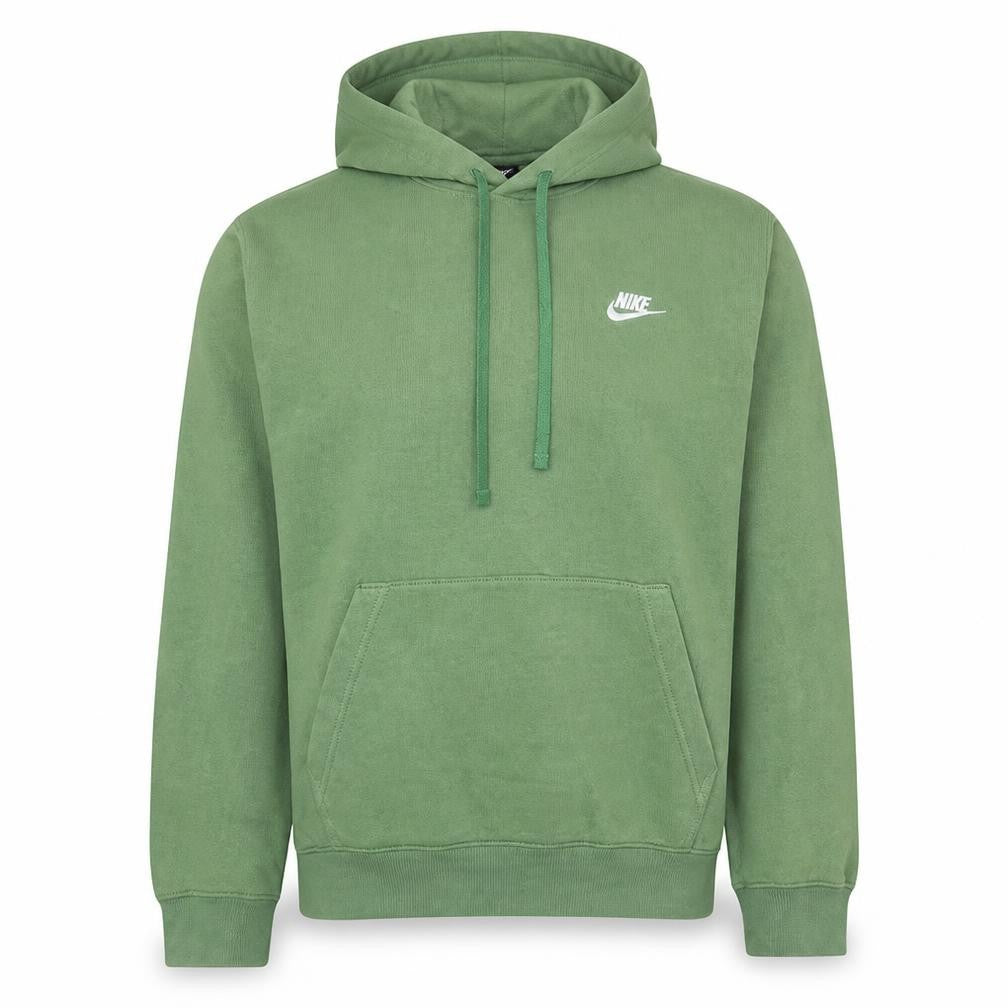 Front view of Nike Men's Green Pullover Hoodie, size S, Fleece Regular Fit