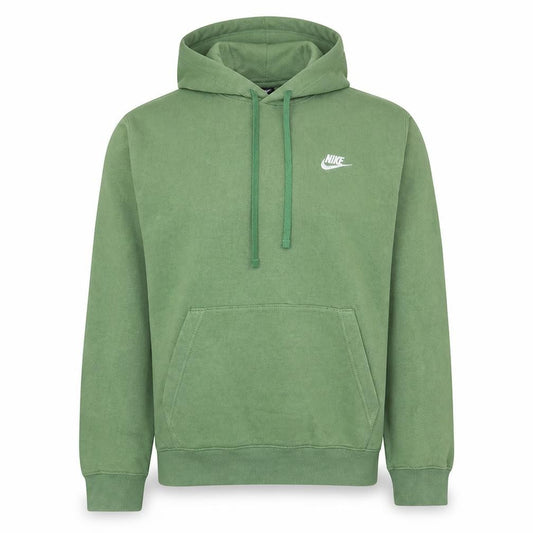 Front view of Nike Men's Green Pullover Hoodie, size S, Fleece Regular Fit