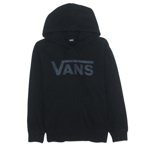 Vans Womens Black Pullover Hoodie Small Hooded Logo Cotton Blend