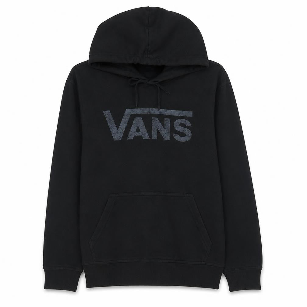 Front view of Vans women’s black pullover hoodie small hooded logo cotton blend